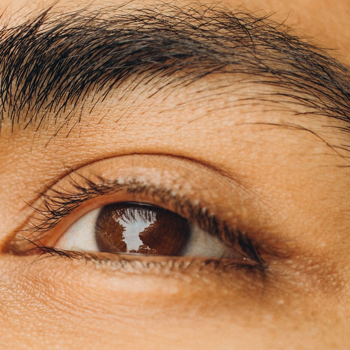 Extreme close-up of natural skin texture around the eye