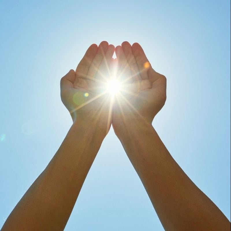 hands raised to the sun